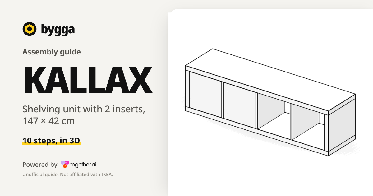 KALLAX shelving unit with 2 inserts, 147 × 42 cm: assembly step by step ...